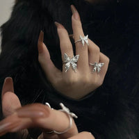 Thumbnail for Geometric Three Butterflies Ring Set - ArtGalleryZen