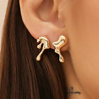 Thumbnail for Geometric Tiny Gold Silver Tone Lava Earrings - ArtGalleryZen
