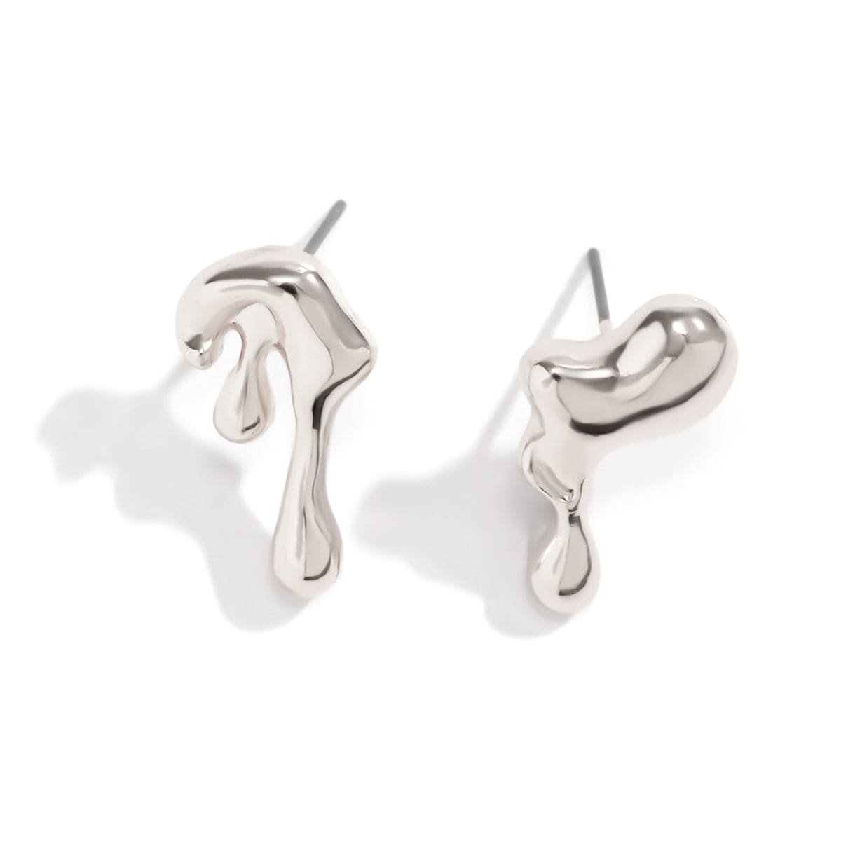 Geometric Tiny Gold Silver Tone Lava Earrings - ArtGalleryZen