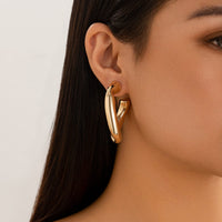 Thumbnail for Geometric Twisted Chunky Open Hoop Stud Earrings - ArtGalleryZen