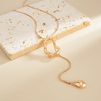 Thumbnail for Geometric Waterdrop Pendant Lava Long Chain Necklace - ArtGalleryZen