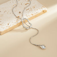 Thumbnail for Geometric Waterdrop Pendant Lava Long Chain Necklace - ArtGalleryZen