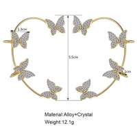 Thumbnail for Glitter Crystal Inlaid Butterfly Ear Cuff Climber Crawler Wrap Earring - ArtGalleryZen