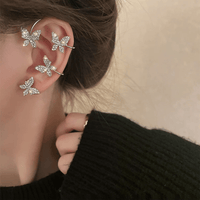 Thumbnail for Glitter Crystal Inlaid Butterfly Ear Cuff Climber Crawler Wrap Earring - ArtGalleryZen