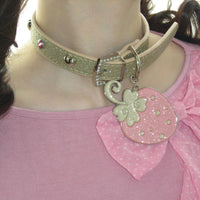 Thumbnail for Glitter Enamel Strawberry Pendant PU Leather Collar Choker Necklace - ArtGalleryZen