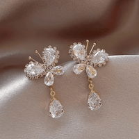 Thumbnail for Glitter Rhinestone Dangle CZ Butterfly Earrings - ArtGalleryZen