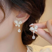 Thumbnail for Glitter Rhinestone Dangle CZ Butterfly Earrings - ArtGalleryZen