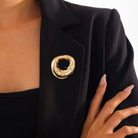 Thumbnail for Gold Silver Tone Irregular Hoop Pin Brooch - ArtGalleryZen