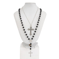 Thumbnail for Gothic 2pcs Floral Cross Pendant Ball Chain Necklace Set - ArtGalleryZen