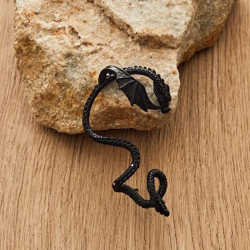 Gothic Antique Dragon Ear Cuff Climber Crawler Wrap Earring - ArtGalleryZen