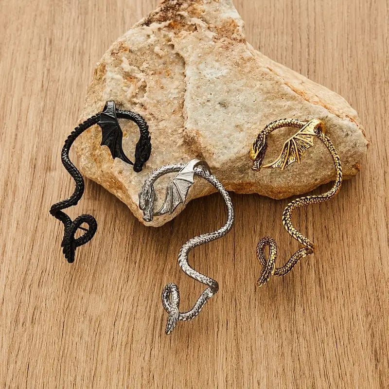 Gothic Antique Dragon Ear Cuff Climber Crawler Wrap Earring - ArtGalleryZen