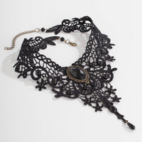 Thumbnail for Gothic Baroque Crystal Inlaid Cross Charm Lace Choker Necklace - ArtGalleryZen