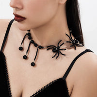 Thumbnail for Gothic Crystal Beaded Spider Tassel Necklace - ArtGalleryZen