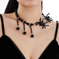 Thumbnail for Gothic Crystal Beaded Spider Tassel Necklace - ArtGalleryZen