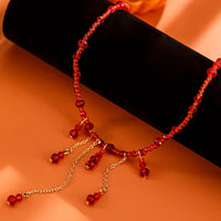 Thumbnail for Gothic Crystal Tassel Blood Drop Halloween Choker Necklace - ArtGalleryZen
