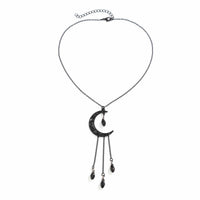 Thumbnail for Gothic CZ Tassel Moon Pendant Necklace - ArtGalleryZen
