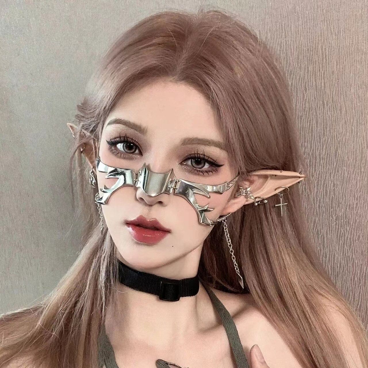 Gothic Hip Hop Glamorous Metallic Face Mask - ArtGalleryZen