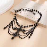 Thumbnail for Gothic Layered Cross Pendant Crystal Chain Choker Necklace - ArtGalleryZen