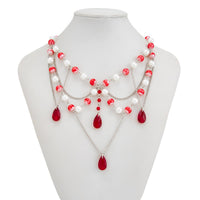 Thumbnail for Gothic Layered Crystal Tassel Dripping Blood Pearl Chain Choker Necklace - ArtGalleryZen