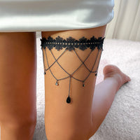 Thumbnail for Gothic Layered Rhinestone Crystal Charm Elastic Lace Thigh Leg Chain - ArtGalleryZen