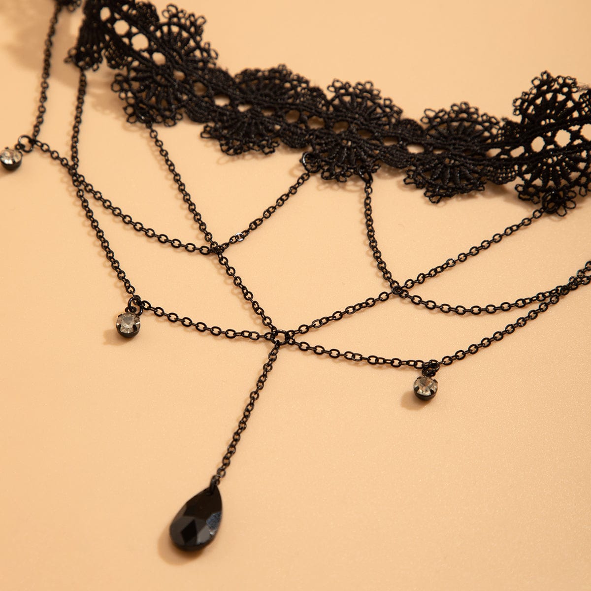Gothic Layered Rhinestone Crystal Charm Elastic Lace Thigh Leg Chain - ArtGalleryZen