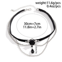 Thumbnail for Gothic Layered Rose Rhinestone Pendant Choker Necklace - ArtGalleryZen