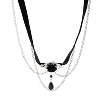 Thumbnail for Gothic Layered Rose Rhinestone Pendant Choker Necklace - ArtGalleryZen