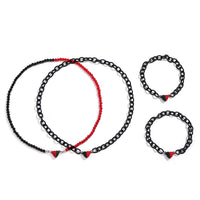 Thumbnail for Gothic Layered Two Tone Heart Cable Chain Necklace Bracelet Set - ArtGalleryZen