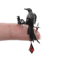Thumbnail for Gothic Rhinestone Dangle Crow Ear Cuff Earrings-ArtGalleryZen