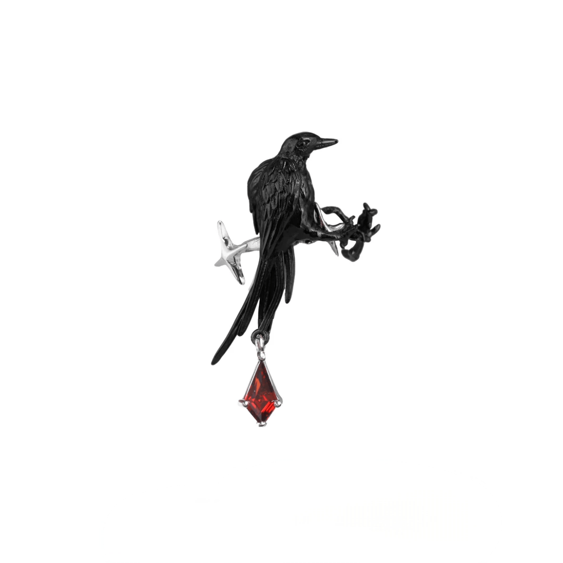 Gothic Rhinestone Dangle Crow Ear Cuff Earrings-ArtGalleryZen