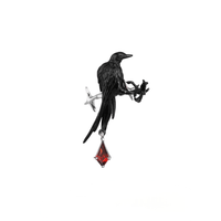 Thumbnail for Gothic Rhinestone Dangle Crow Ear Cuff Earrings-ArtGalleryZen
