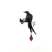 Thumbnail for Gothic Rhinestone Dangle Crow Ear Cuff Earrings-ArtGalleryZen