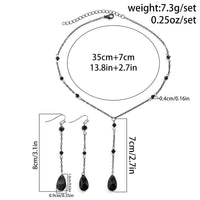 Thumbnail for Gothic Rhinestone Waterdrop Pendant Y Necklace Earrings Set - ArtGalleryZen