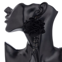 Thumbnail for Gothic Velvet Rose Crystal Tassel Earrings - ArtGalleryZen