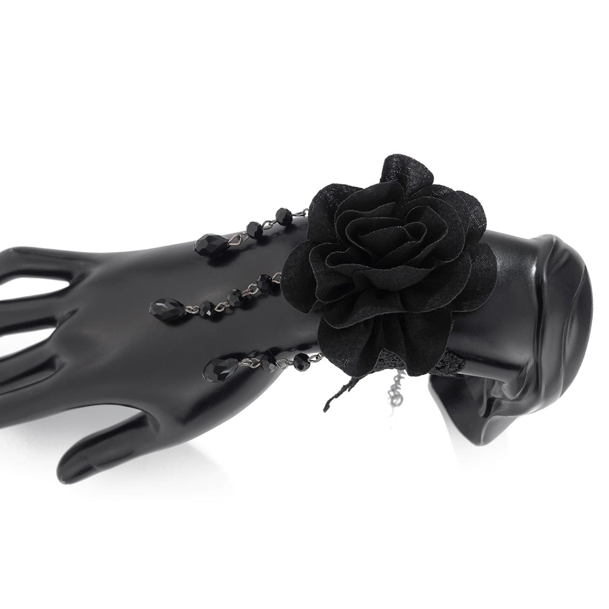 Gothic Velvet Rose Crystal Tassel Lace Bracelet - ArtGalleryZen