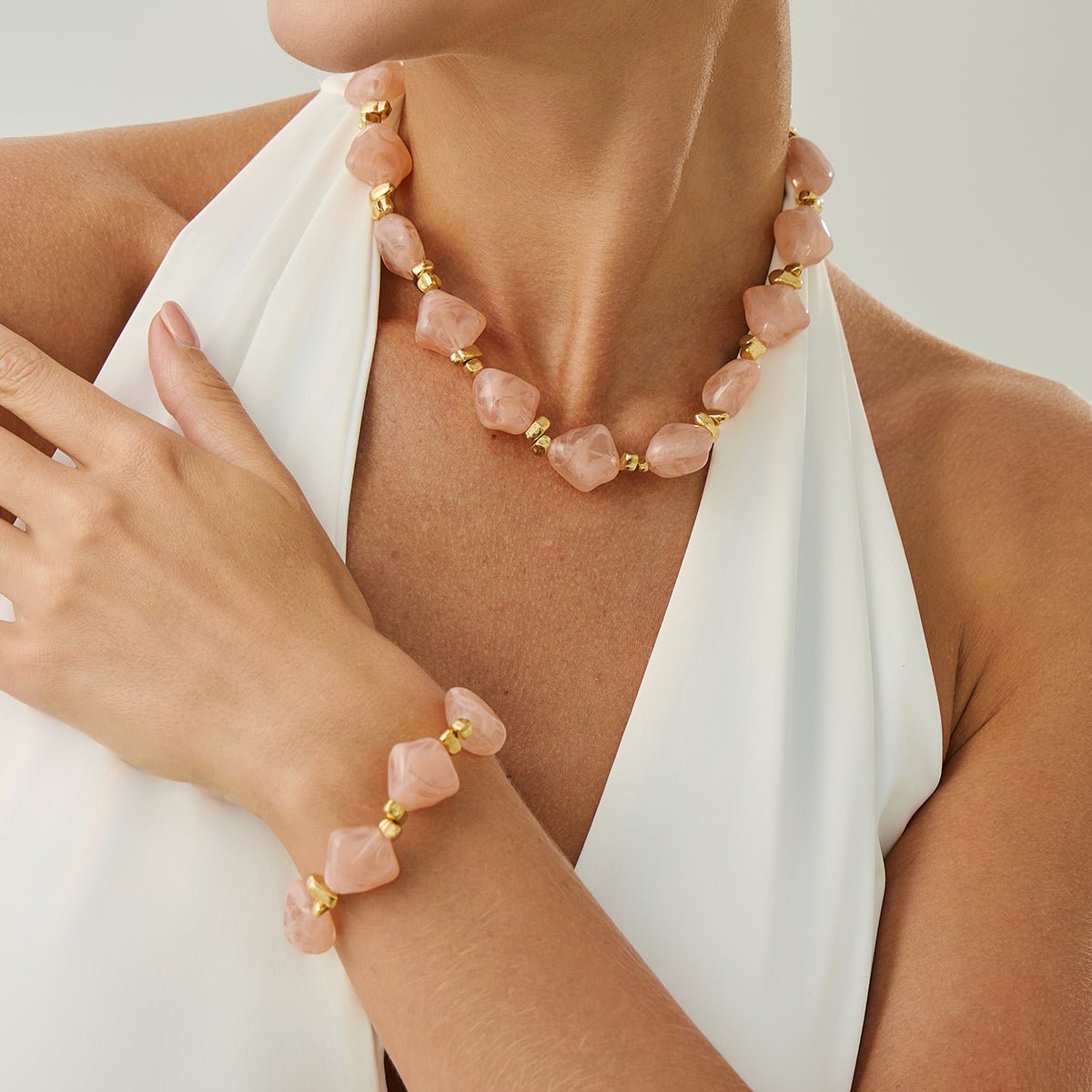Gradient Irregular Resin Beaded Necklace Bracelet - ArtGalleryZen