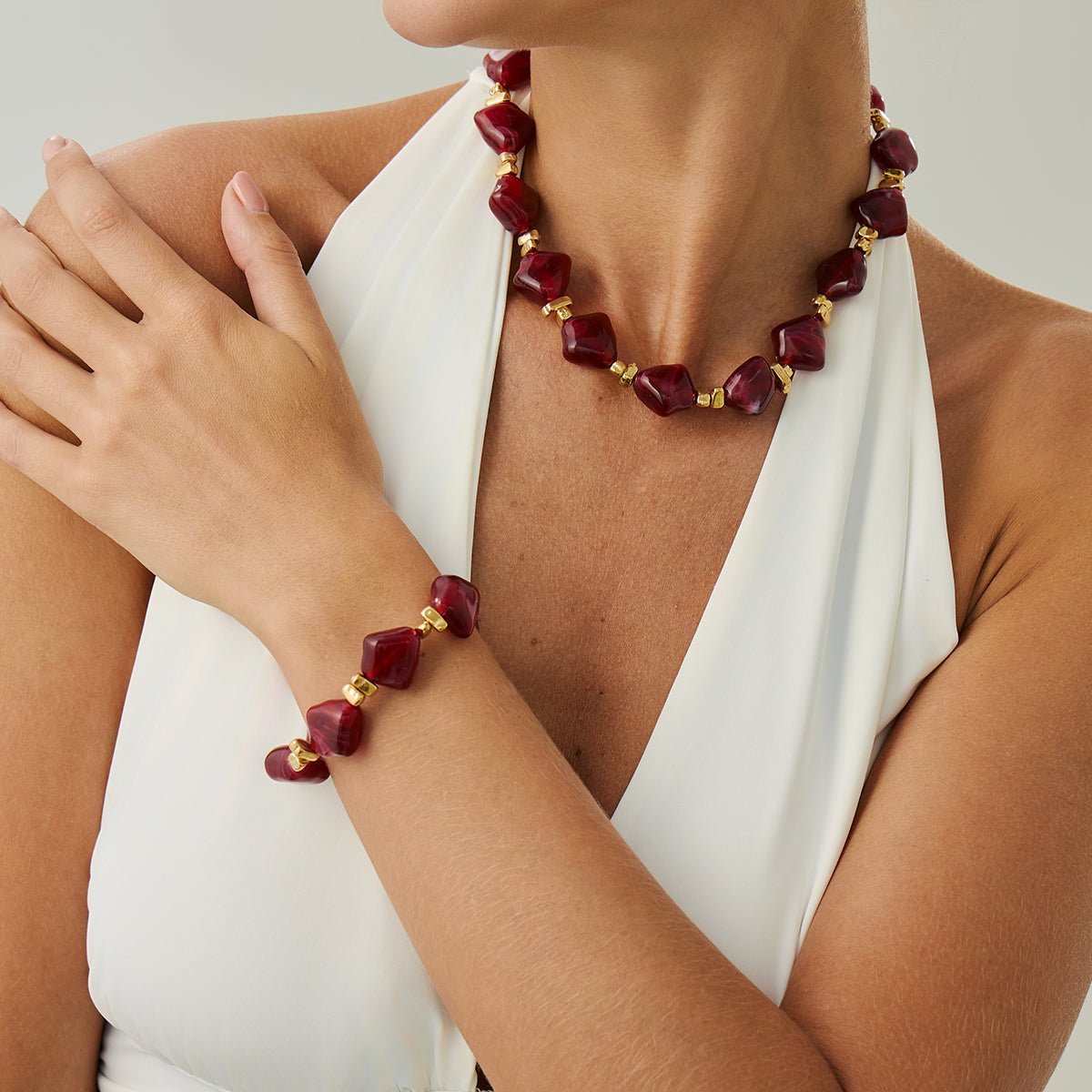 Gradient Irregular Resin Beaded Necklace Bracelet - ArtGalleryZen