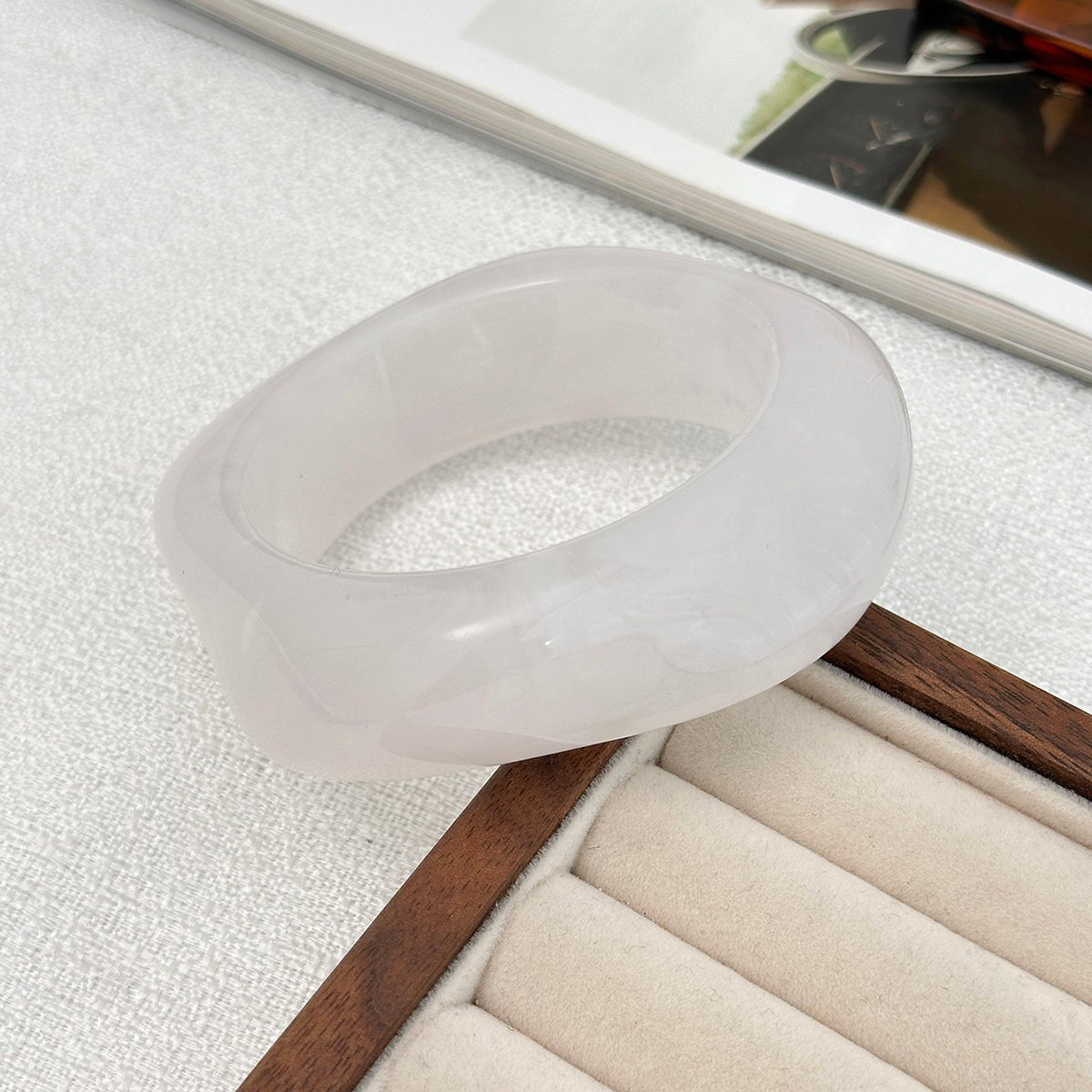 Green Silver Foil Square Resin Bangle Bracelet - ArtGalleryZen