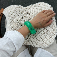 Thumbnail for Green Silver Foil Square Resin Bangle Bracelet - ArtGalleryZen
