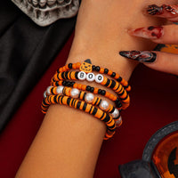 Thumbnail for Halloween 5Pcs Pumpkin Charm Pearl Letter Clay Chain Bracelet Set - ArtGalleryZen
