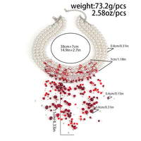 Thumbnail for Halloween Chunky Crystal Tassel Dripping Blood Pearl Chain Choker Necklace - ArtGalleryZen