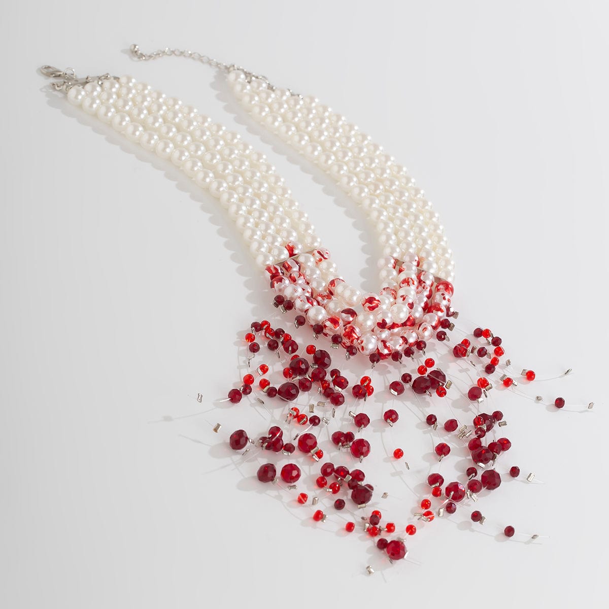 Halloween Chunky Crystal Tassel Dripping Blood Pearl Chain Choker Necklace - ArtGalleryZen