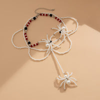 Thumbnail for Halloween Layered Spider Pendant Crystal Pearl Chain Y Necklace - ArtGalleryZen