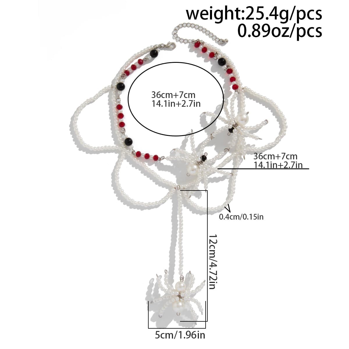 Halloween Layered Spider Pendant Crystal Pearl Chain Y Necklace - ArtGalleryZen