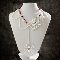 Thumbnail for Halloween Layered Spider Pendant Crystal Pearl Chain Y Necklace - ArtGalleryZen