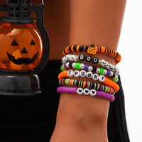 Thumbnail for Halloween Theme 6Pcs Pumpkin Vampire Ghost Charm Beaded Stretch Bracelet Set - ArtGalleryZen