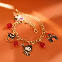 Thumbnail for Halloween Theme Pumpkin Ghost Skeleton Charm Crystal Tassel Bracelet - ArtGalleryZen