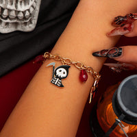 Thumbnail for Halloween Theme Pumpkin Ghost Skeleton Charm Crystal Tassel Bracelet - ArtGalleryZen
