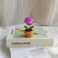 Thumbnail for Hand-knitted Potted Crochet Flower - ArtGalleryZen