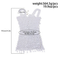 Thumbnail for Handmade Black White Sequins Tassel Patchwork Nightclub Party Strappy Dress - ArtGalleryZen